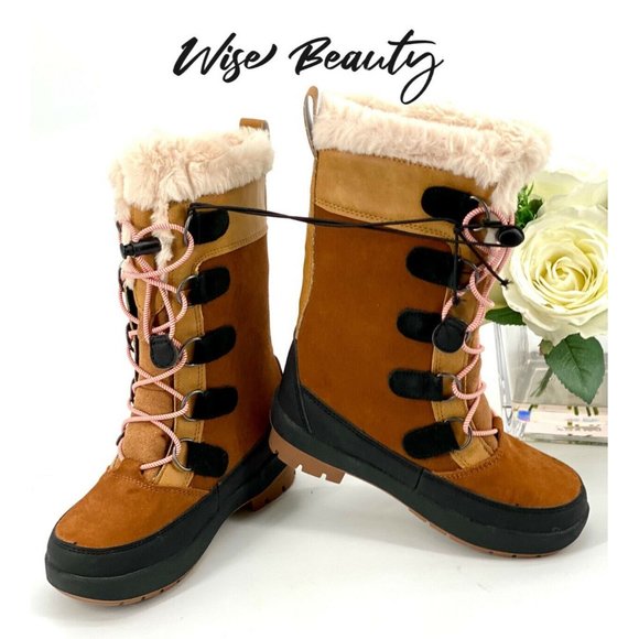 NEW Girl’s Alberta Boots Size 13 Shoe Brown Thermolite Insulated All In Motion - Picture 1 of 8